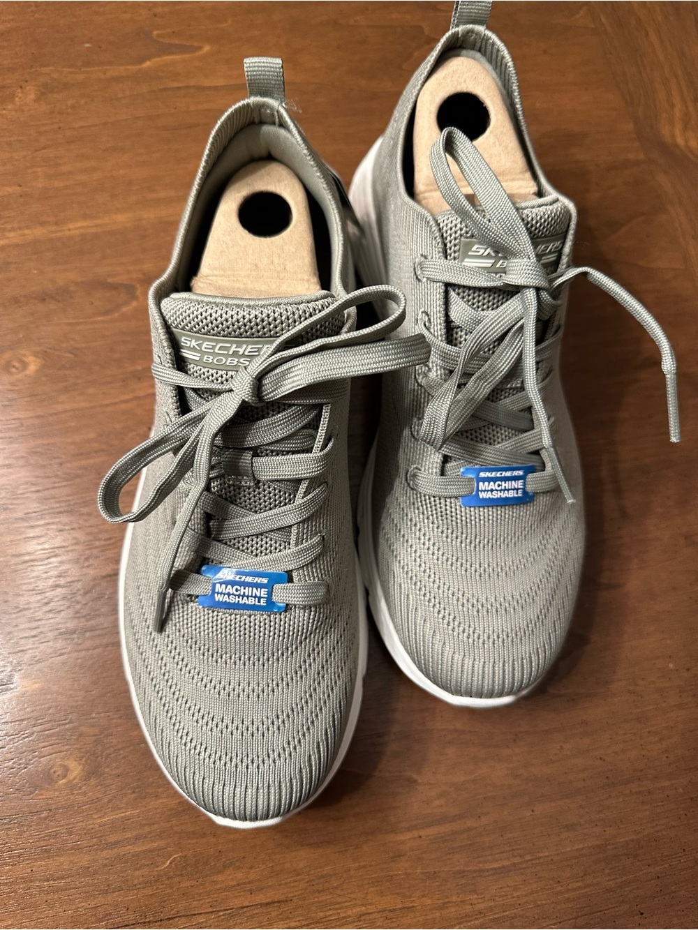 Skechers Ladies Olive Stretch Knit Lace-Up Sneakers NWT